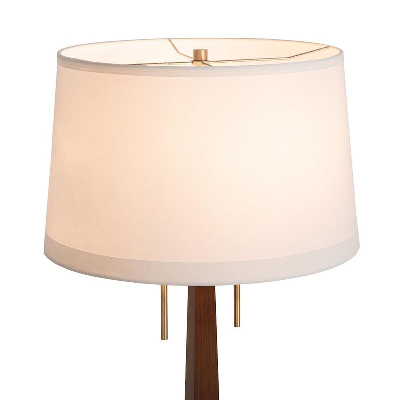 NOVA OF CALIFORNIA Taper Table Lamp - Dark Walnut Wood Finish, White Linen Shade