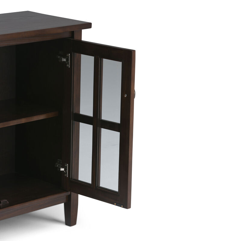 Warm Shaker SOLID WOOD 32 inch Wide Transitional Low Storage Cabinet in Tobacco Brown