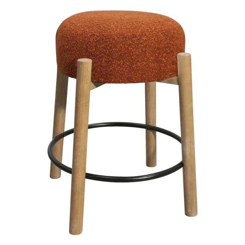 Natalia Counter Stool in Rust Boucle Fabric 2-Piece Set