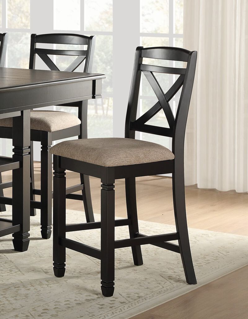 Streamdale 2-Piece Black Dining Chairs with Beige Fabric Seat