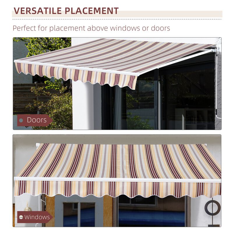 13' x 8' Manual Retractable Sun Shade Patio Awning with Durable Design & Adjustable Length Canopy, Red