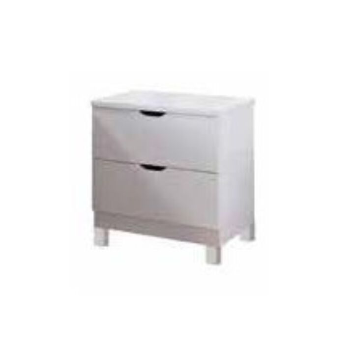 White Nightstand With 2 Drawers