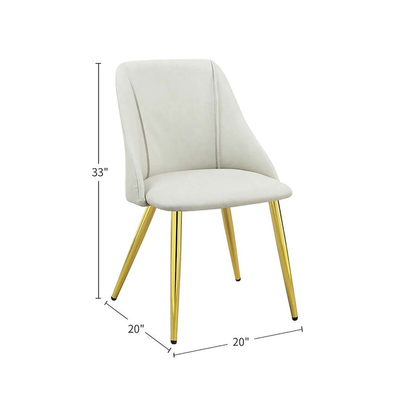 Simple Relax Set of 2 PU Padded Dining Side Chair with Metal Legs in White Finish image number 3