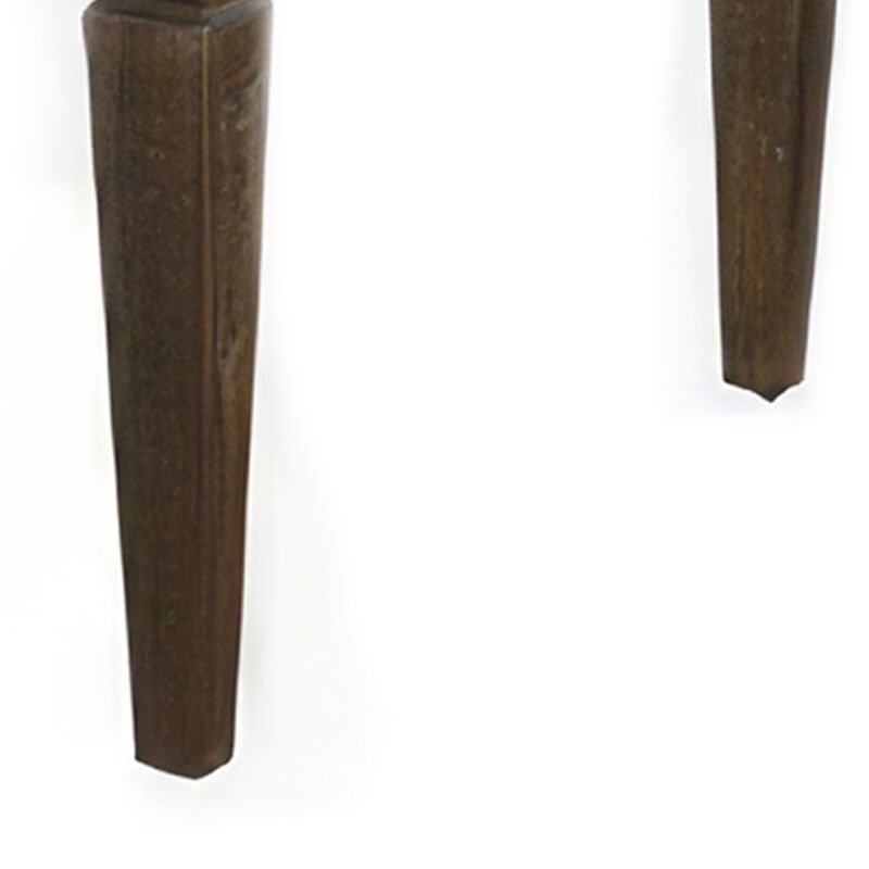 Flint Dining Table, 66-90 Inch Rectangular Extendable Brown Solid Wood - Benzara