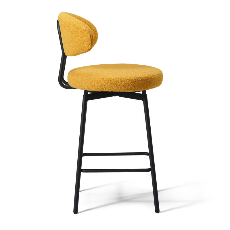 WestinTrends Modern Upholstered Sherpa Fabric Counter Height Bar Stools with Back (Set of 2) image number 3