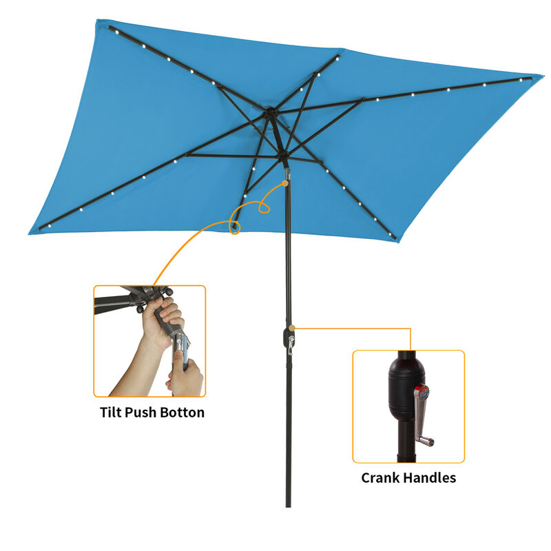 MONDAWE 10ft Rectangular Solar LED Market Patio Umbrella