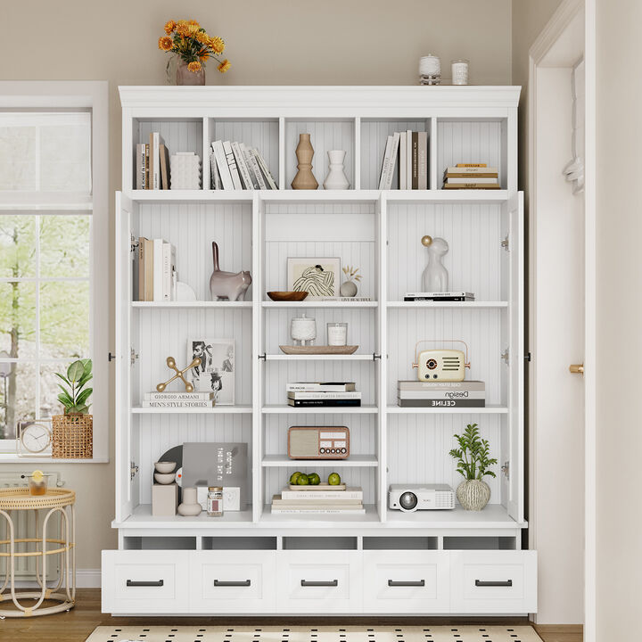 Merax Multi-Functional Storage Hall Tree with Enclosed Cabinets, Open Shelving & Spacious Drawers