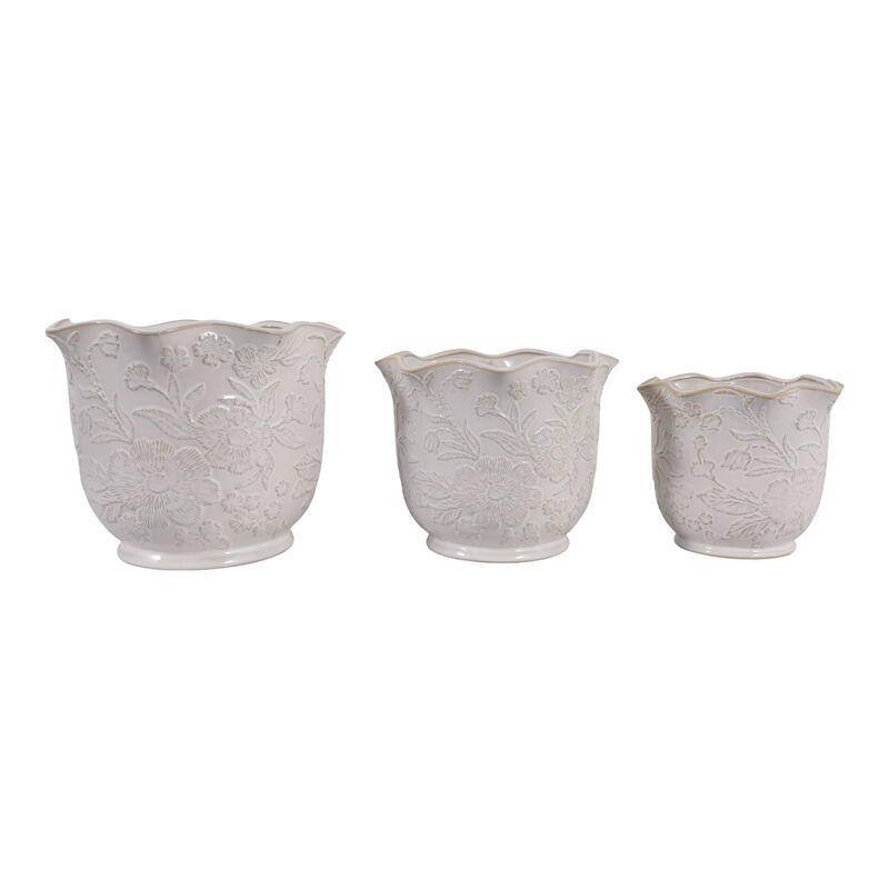 S/3 Floral Ruffle Planters image number 0