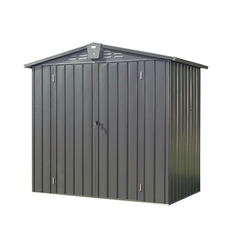 CLIHOME 6.5x4.2Ft Outdoor Galvanized Steel Storage Shed,Patio Storage Cabinet with Lockable Double Door image number 0