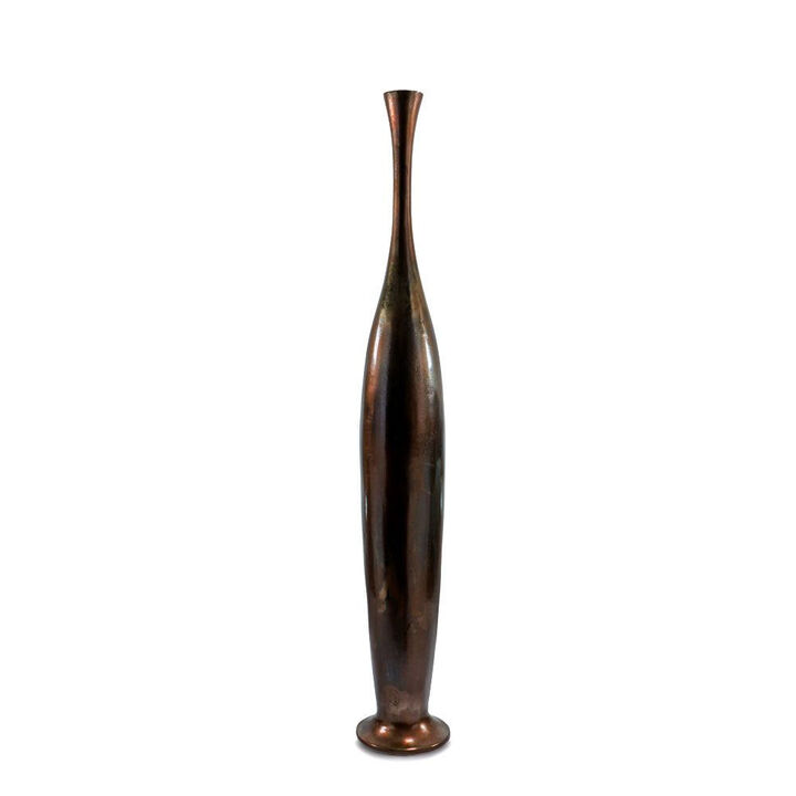 HomeRoots 41" Burnished Brown Aluminum Floor Vase