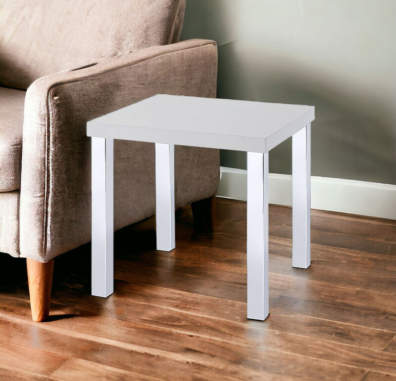 High Gloss Square End Table, Modern Accent Table for Living Room or Bedroom