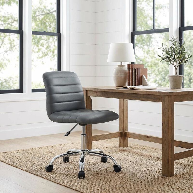 Vinyl Mid Back Office Chair with Armless Design and 18 lb Weight image number 3