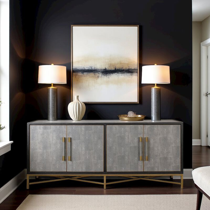Starlight Canyon Home Gray Sideboard Cabinet with Brass Detailing Unique Credenza image number 8
