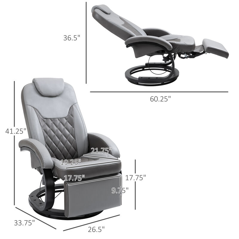 Hivvago Adjustable Swivel Recliner Armchair with Footrest image number 2