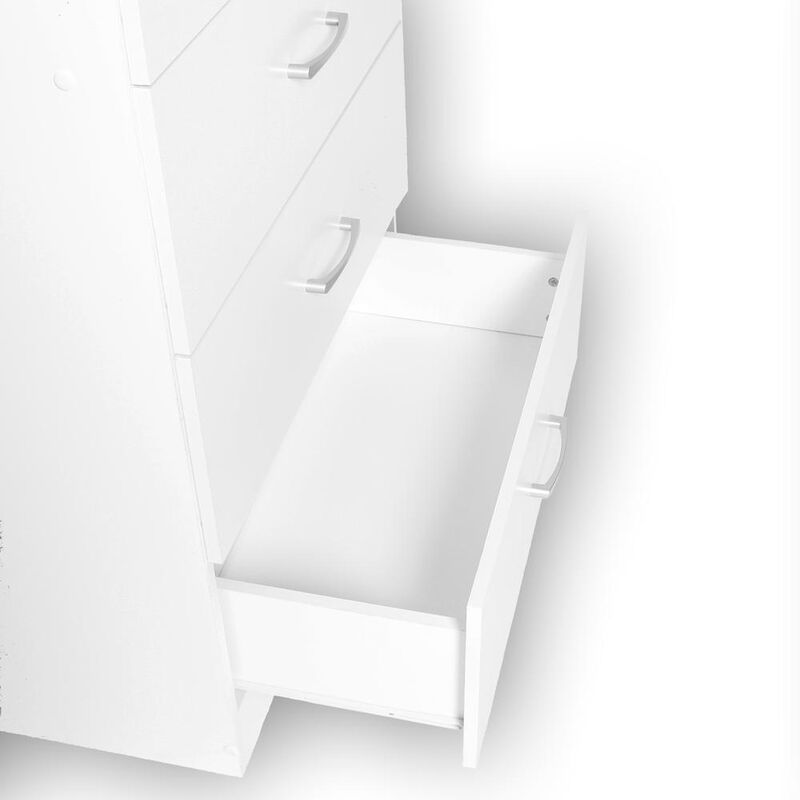 Better Home Products Olivia Wooden Tall 5 Drawer Chest Bedroom Dresser in White