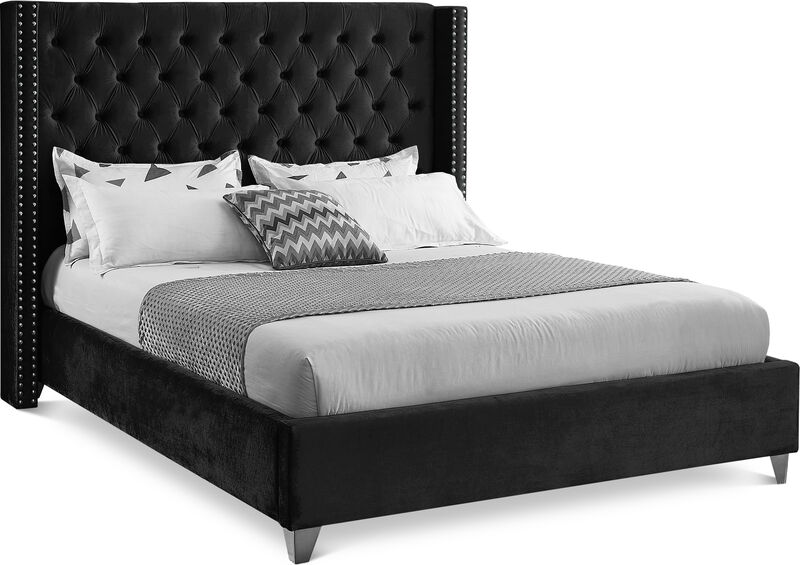 Meridian Furniture Aiden Black Velvet King Bed