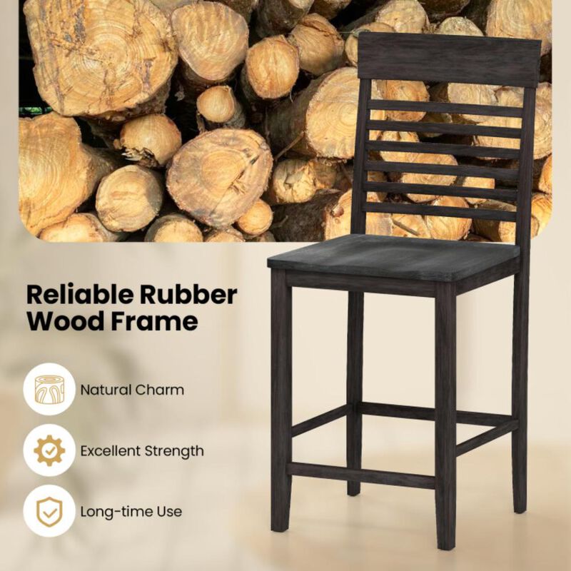 Hivvago Dining Chair Set of 2 with Footrests and Solid Wood Frame