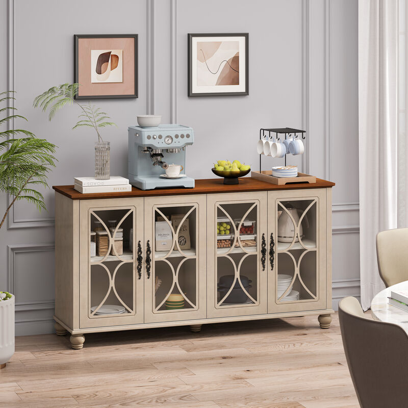 Merax European Antique Style 4-Door Sideboard Cabinet