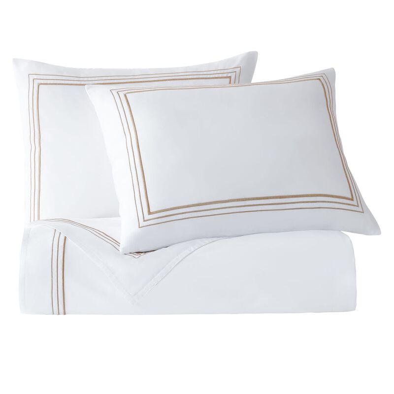 Border Embroidery Queen Gold Duvet Cover Set image number 0