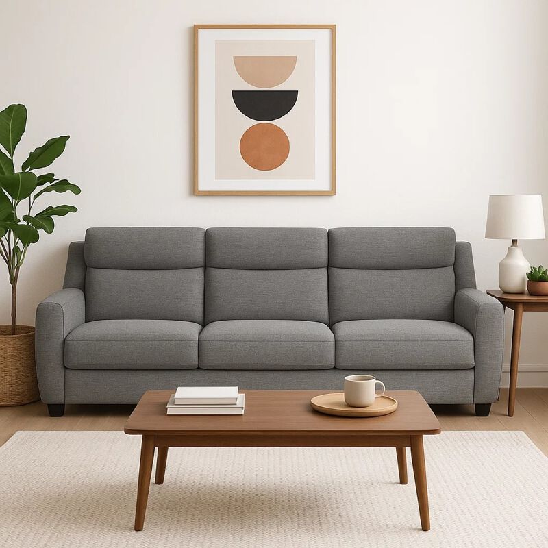 Cory Manual Recliner Sofa, 87 Inch, Solid Wood, Light Gray Polyester image number 6