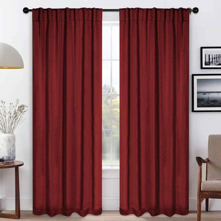 Blackout Window Curtains Set of 2 Solid Room Darkening Back Tab Panels