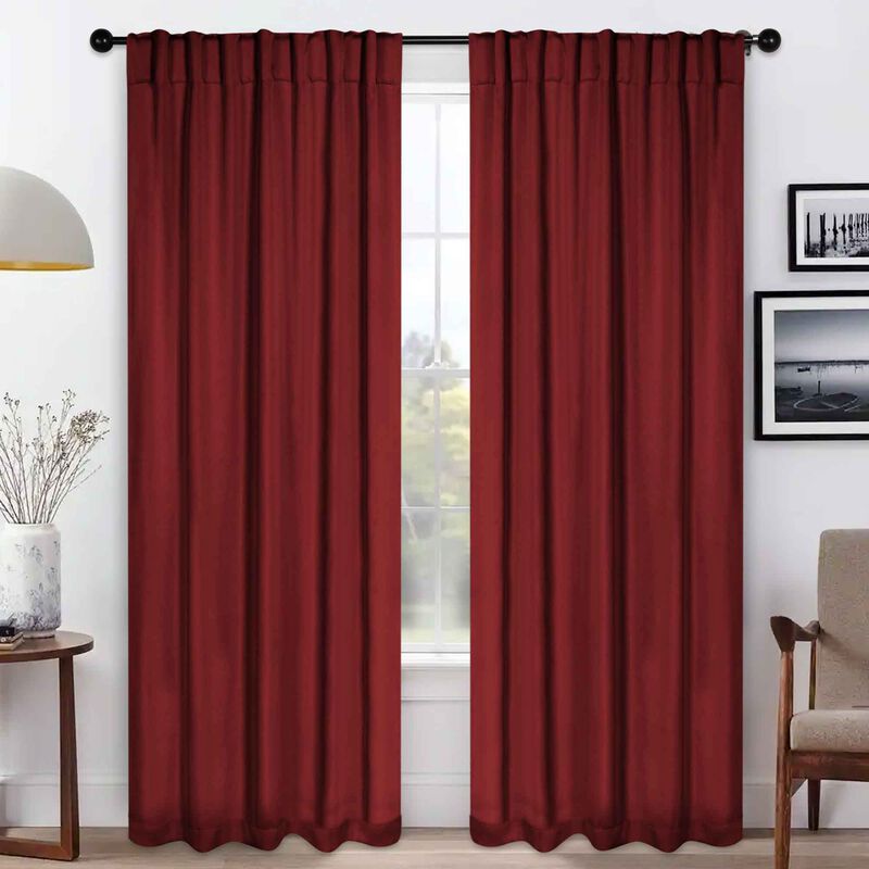 Blackout Window Curtains Set of 2 Solid Room Darkening Back Tab Panels image number 1