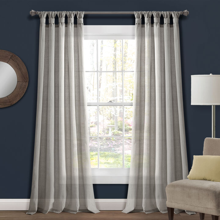 Burlap Knotted Tab Top Window Curtain Panels