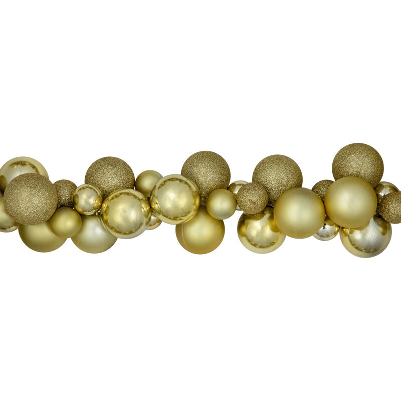 6' Shatterproof Ball Vegas Gold 3-Finish Christmas Garland image number 4