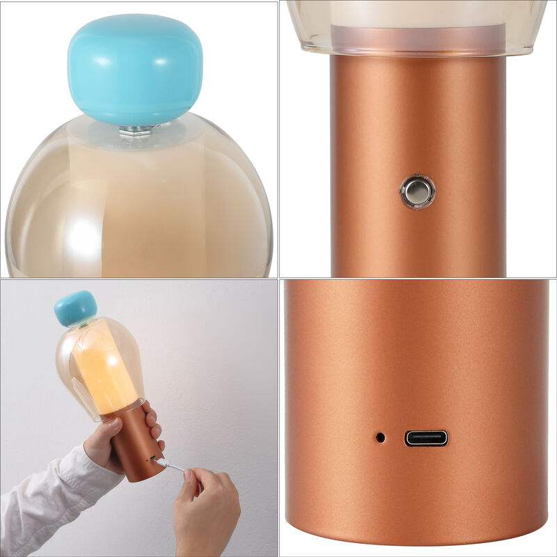 Evonne 10.75" Modern Glam Candle-Style Rechargeable/Cordless Dimmable Integrated LED Table Lamp with Touch Sensor