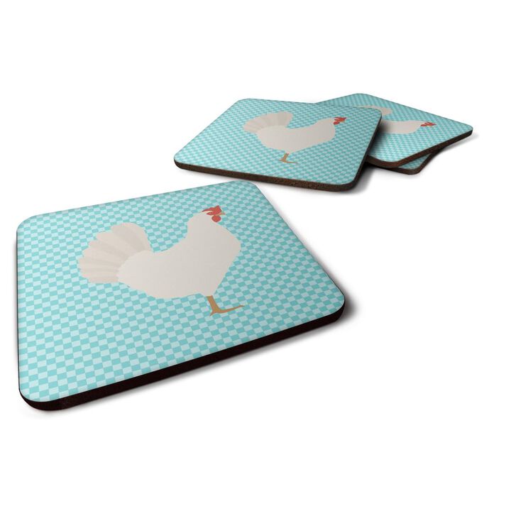 Caroline's Treasures Leghorn Chicken Blue Check Decorative coasters, 3.5, Multicolor