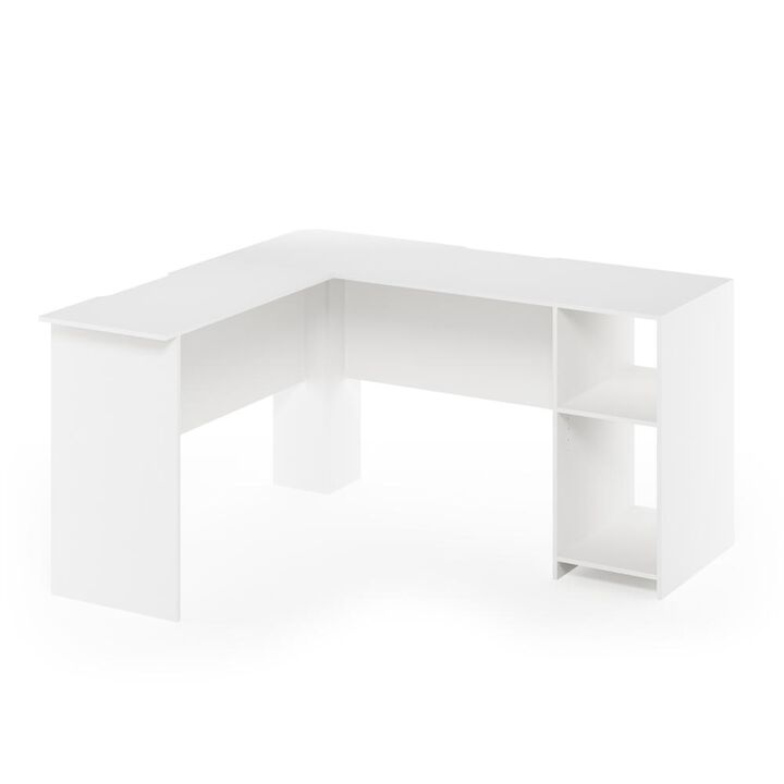 Furinno Furinno Indo L-Shaped Desk with Bookshelves, White