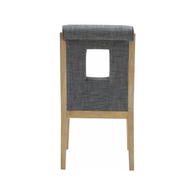 Meridian Furniture Gwendolyn Navy Linen Textured Fabric Dining Side Chair, Set of 2