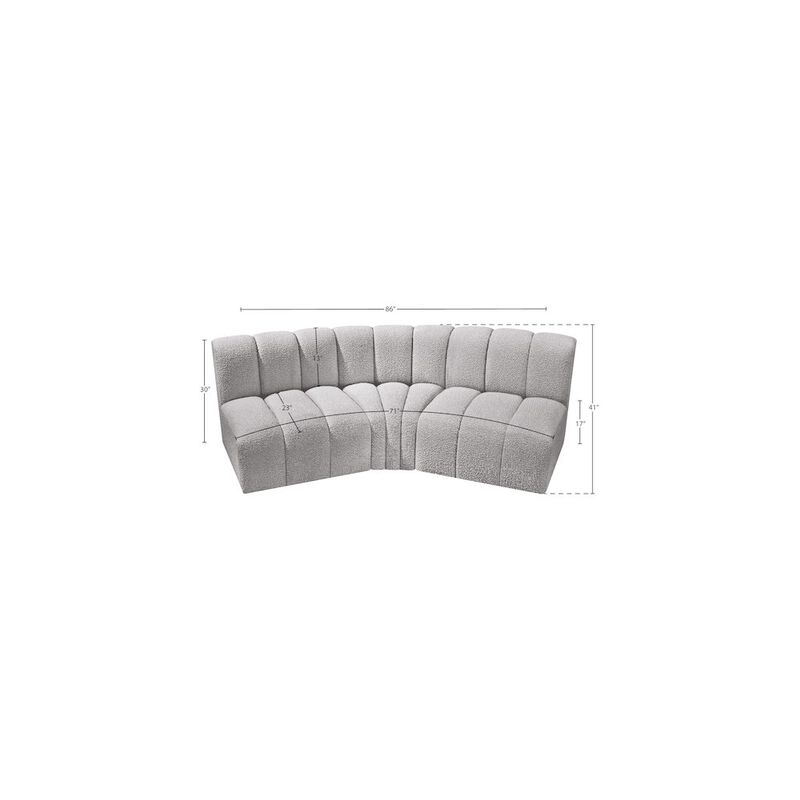 Meridian Furniture Arc Grey Boucle Fabric Modular Sofa