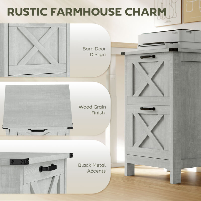 Hivvago Rustic 2-Drawer Vertical Filing Cabinet for Home or Office image number 3