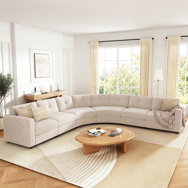 Merax Curved Modular Sectional Sofa with Customizable Layout, High-Resilience Foam & Pocket Spring Seats