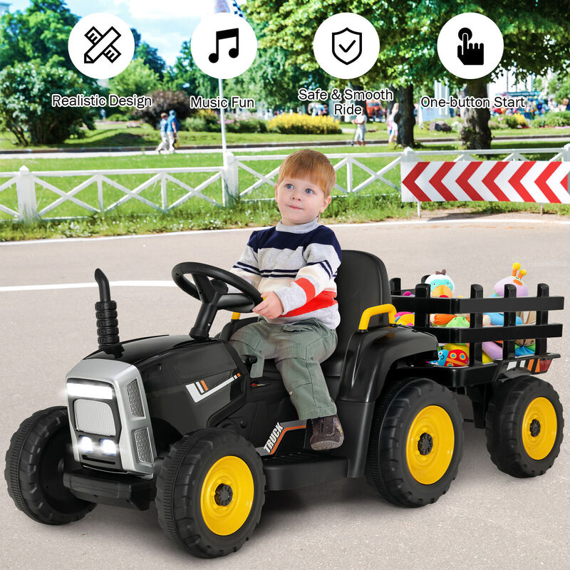 Kids 12V Ride On Tractor with 3 Speed Gears and Front Loader Ages 3 Plus image number 2