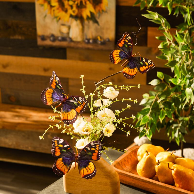 Artificial Butterfly Twig Spray Set of 6 for Rustic Decor or Craft Projects