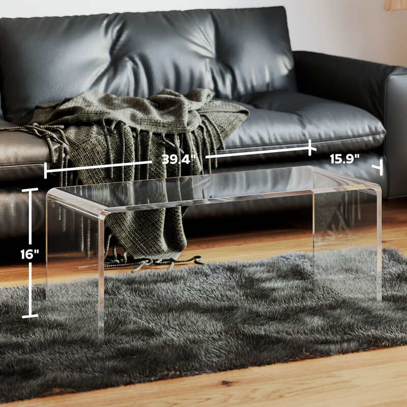 Hivvago 39" Acrylic Rectangle Coffee Table image number 2