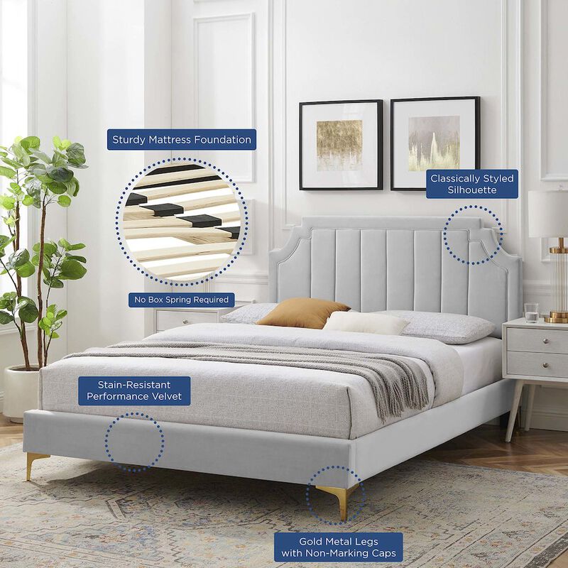 Sienna Performance Velvet Full Platform Bed image number 9
