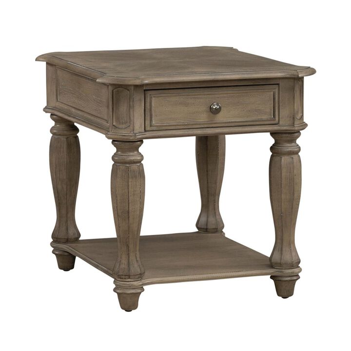 Liberty Furniture Magnolia Manor End Table in Weathered Bisque
