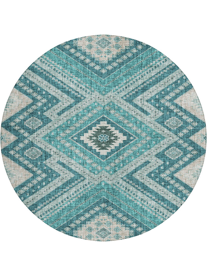 Portico PO5 Teal 8' Round Rug