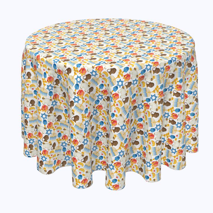 Fabric Textile Products, Inc. Round Tablecloth, 100% Polyester, Menorah Memories