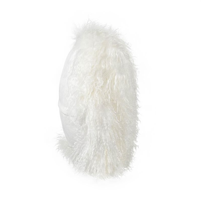 New Zealand White Sheepskin 16 Inch Round Pillow image number 2