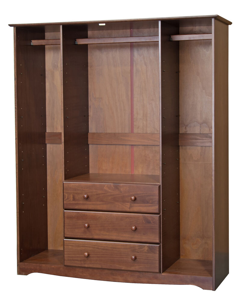 100% Solid Wood Family 4-Door Wardrobe