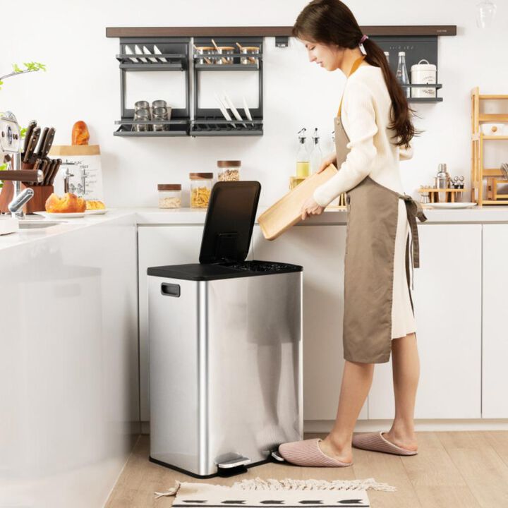 Hivvago 2 x 8 Gal Dual Compartment Trash Can