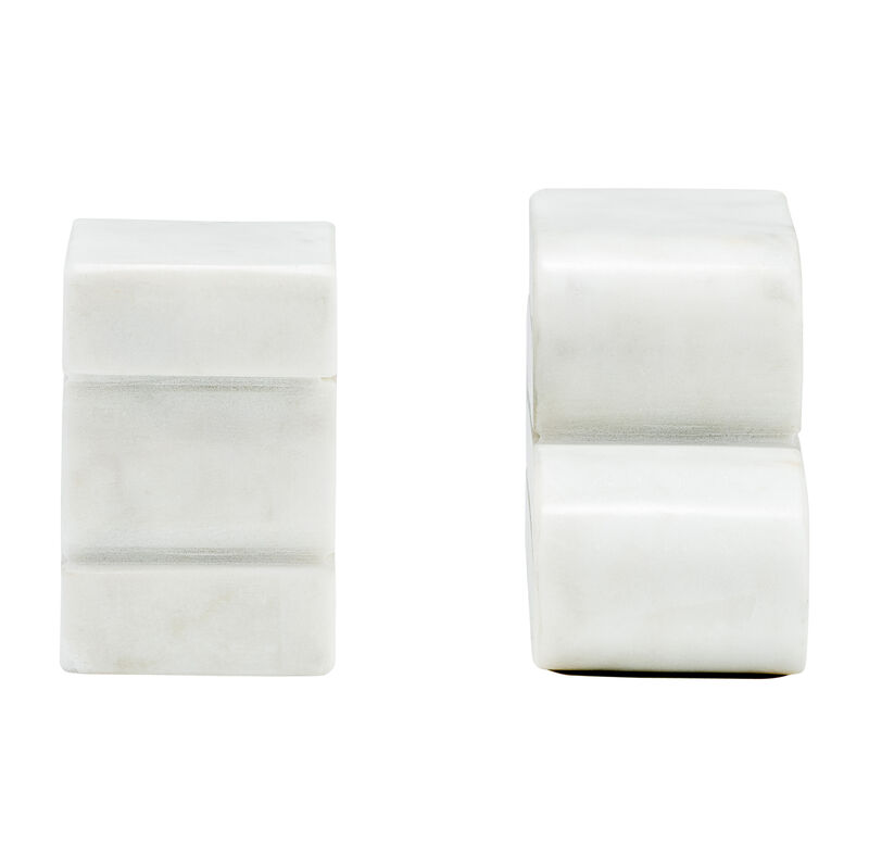 Marble Swirly Bookends, White image number 4