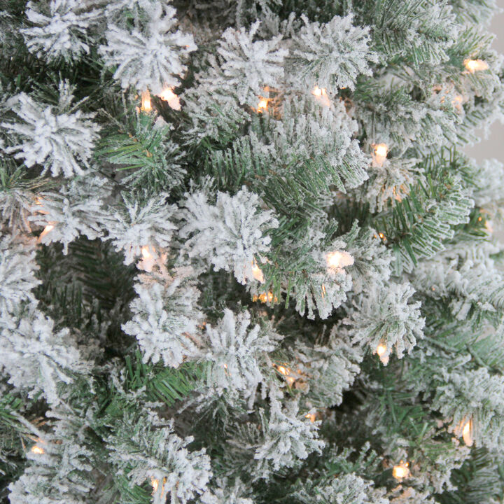 9' Pre-Lit Flocked Winema Pine Artificial Christmas Tree - Clear Lights