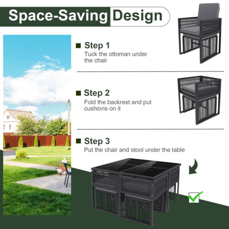 Hivvago 9 Pieces Patio Dining Set with Cushions for Yard Garden