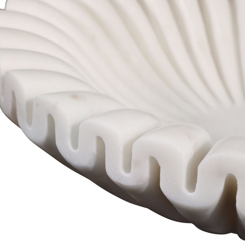 Marble 12" Pleated Bowl, White image number 4