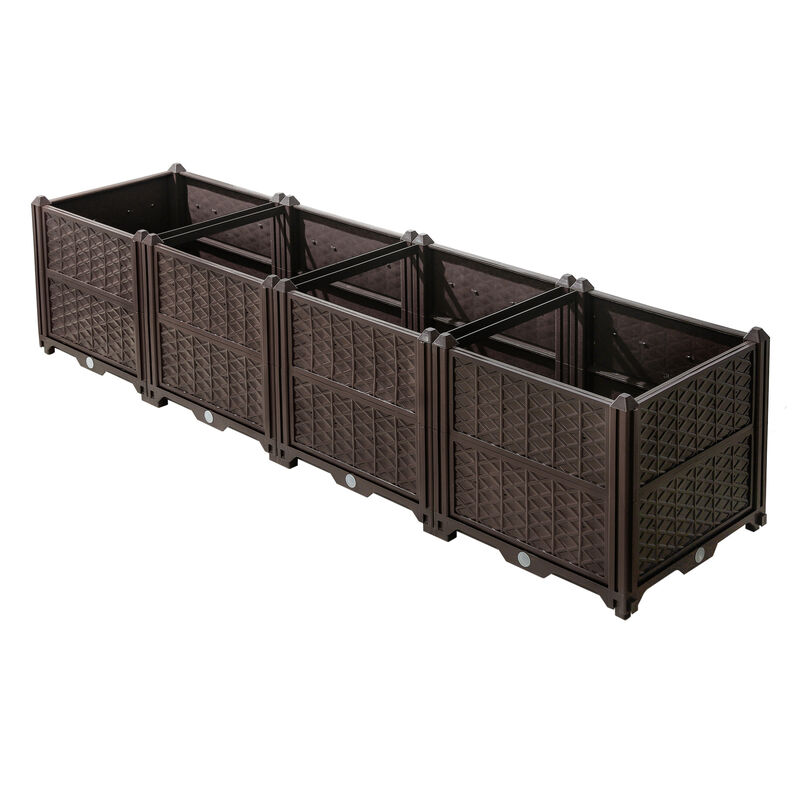 WOW PIONEER Indoor Outdoor Rectangular Planter Box for Growing Vegetables Herbs Flowers Succulents for Garden Balcony Terrace Backyard Porch Home Display image number 3